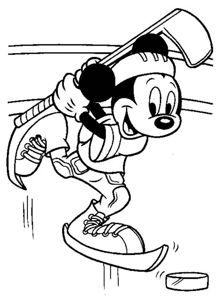 Mickey Plays Hockey Disney 4e45 Coloring Page
