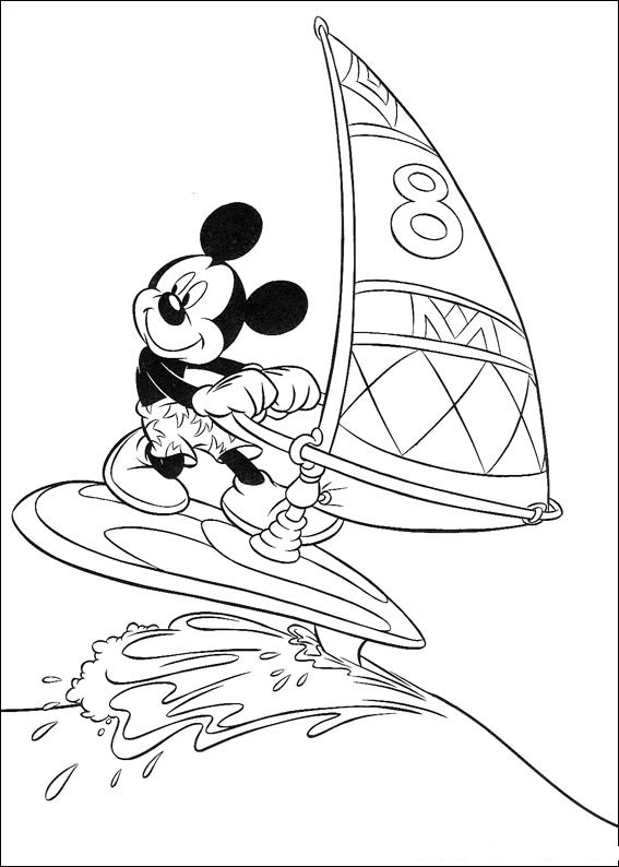 Mickey Sailing Disney Coloring Page