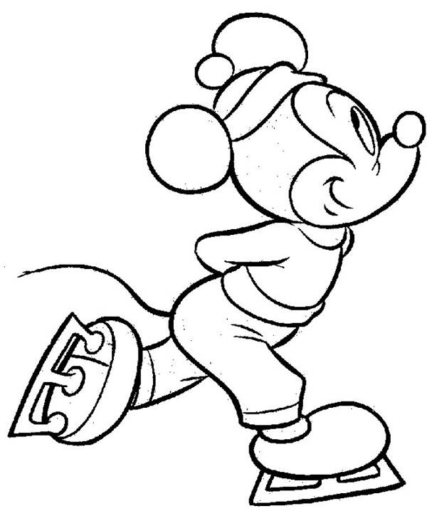 Mickey Skates Disney Coloring Page