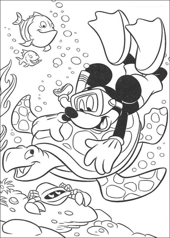 Mickey Snorkeling Disney A5cf Coloring Page