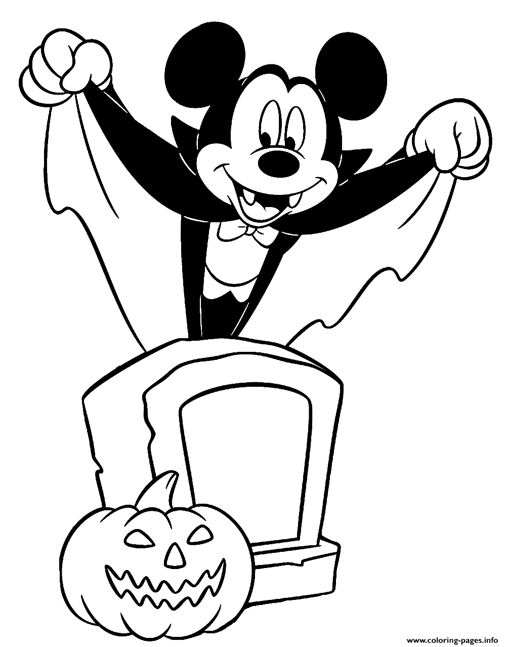Mickey The Dracula Coloring Page