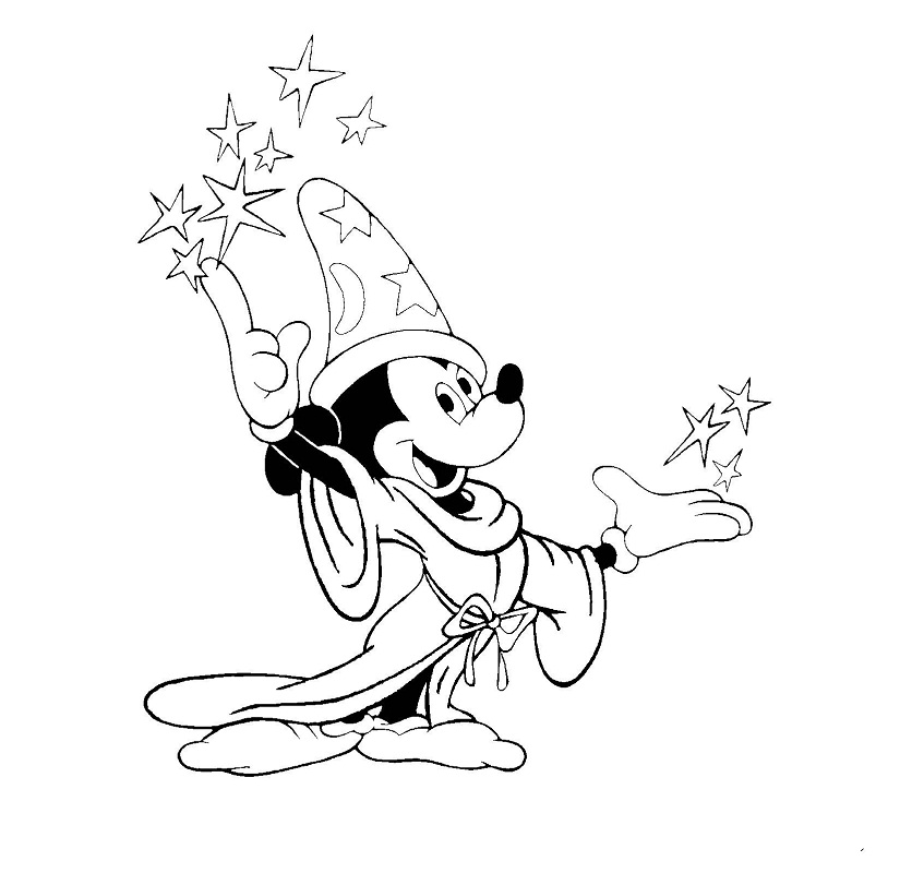 Mickey The Wizard Disney Coloring Page