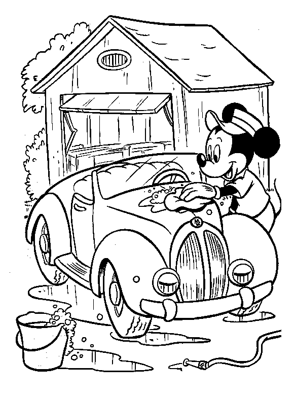 Mickey Washing His Car Disney