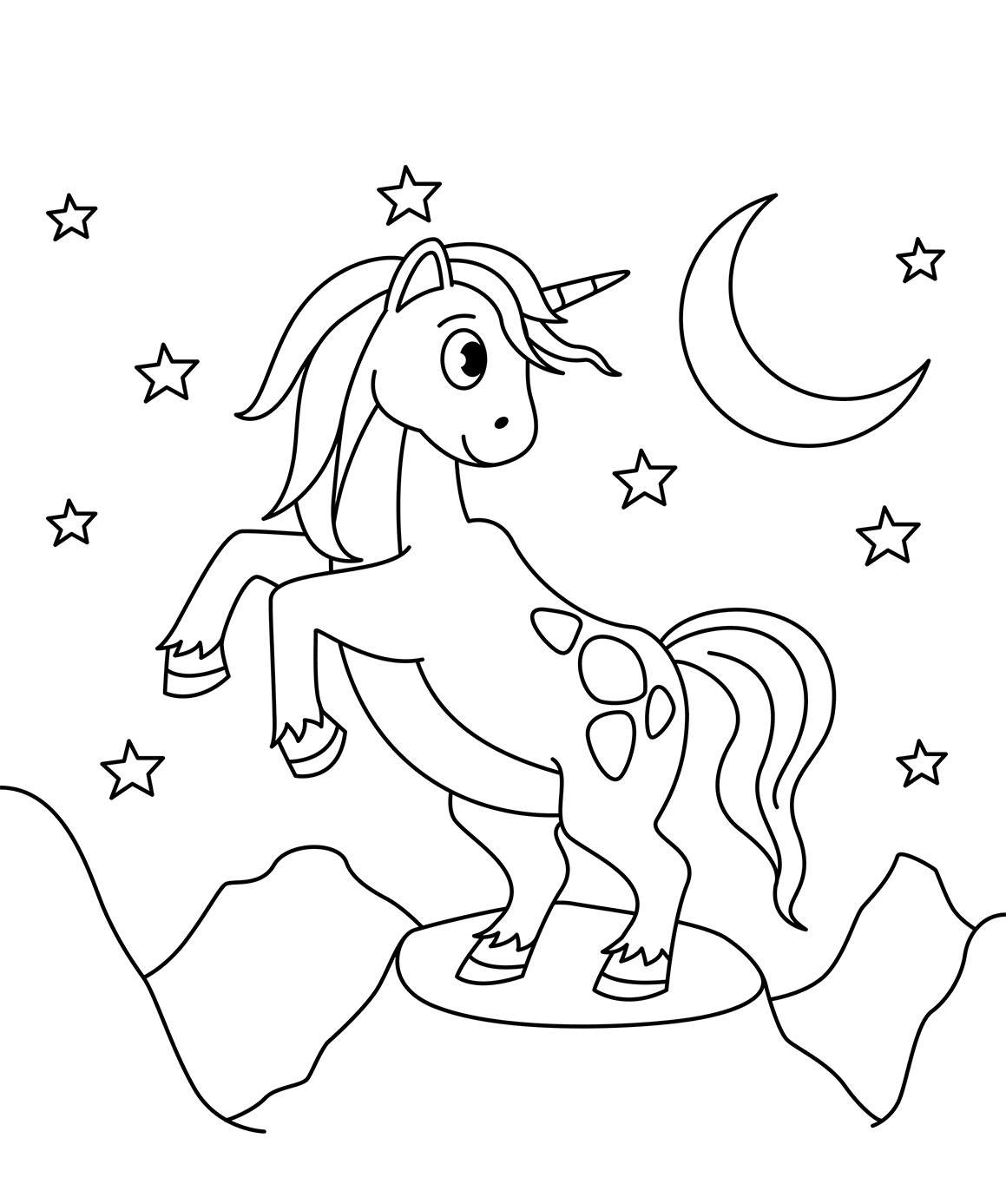 Midnight Unicorn Coloring Page