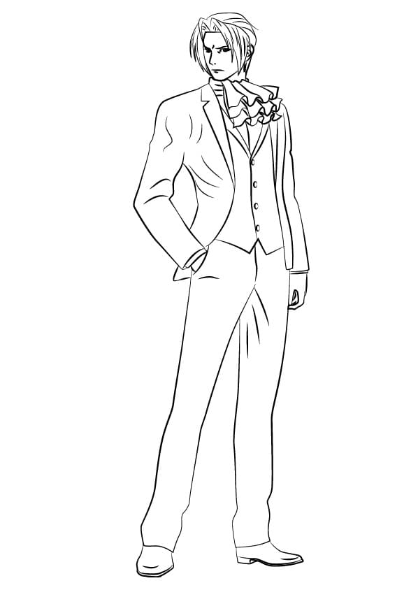 Miles Edgeworth from Ace Attorney Coloring Page