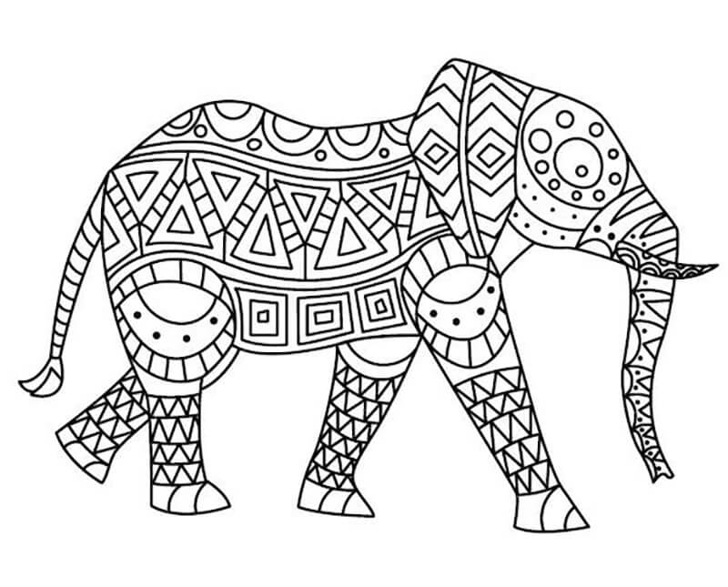 Mindfulness with Elephant For Kids Coloring Page