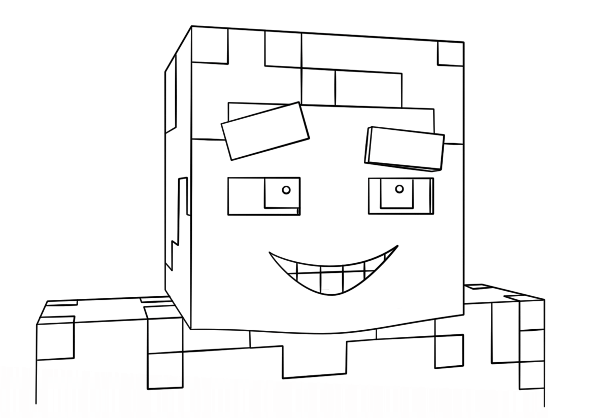 Minecraft Smiling Steve Coloring Page