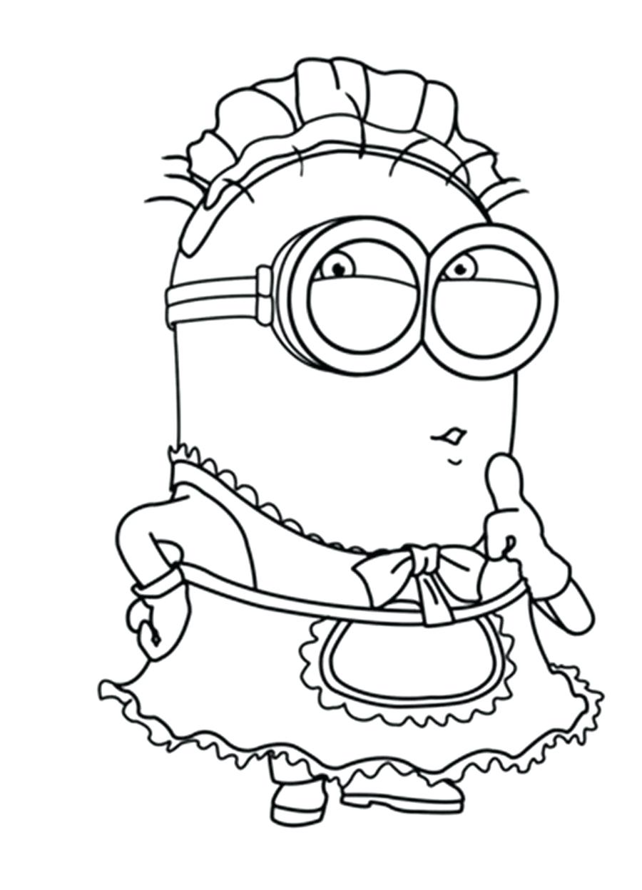Minion With Maid Costume Coloring Page