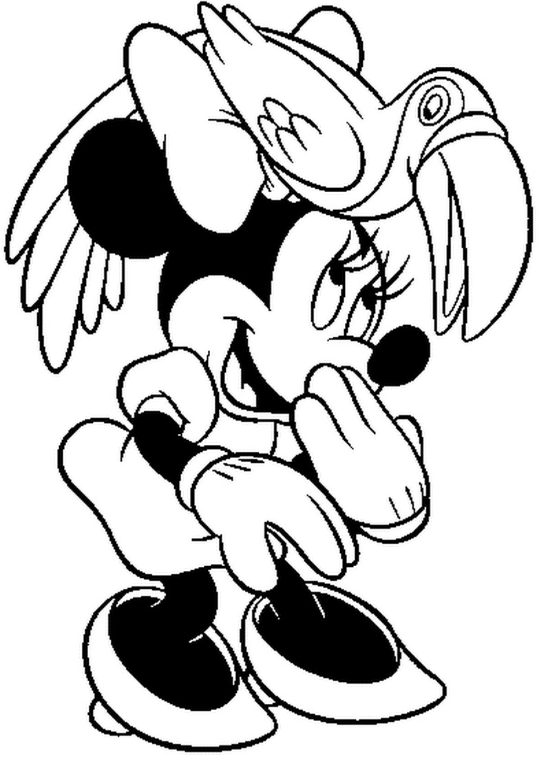 Minnie And A Parrot Disney 7419 Coloring Page