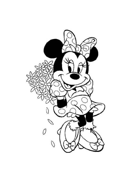 Minnie And Bunch Of Flowers Disney 451b Coloring Page