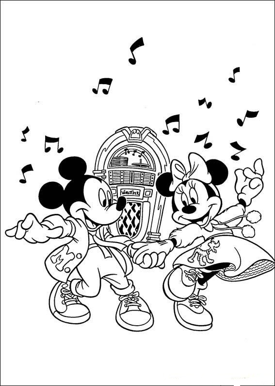 Minnie And Mickey Dancing With Old Song Disney Fb86 Coloring Page