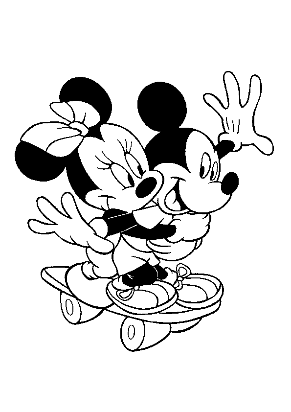 Minnie And Mickey On Skate Coloring Board Page1108 Coloring Page