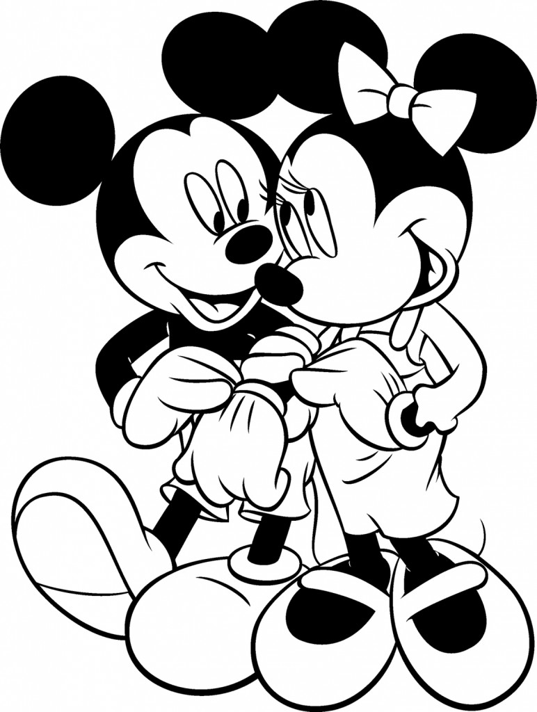 Minnie And Mickey Together Disney Ba92 Coloring Page