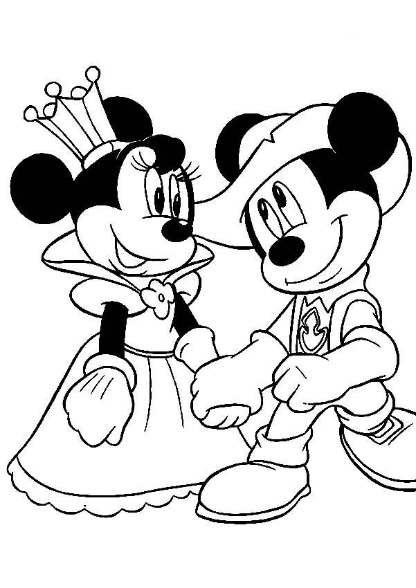 Minnie And Sir Mickey Disney F534 Coloring Page