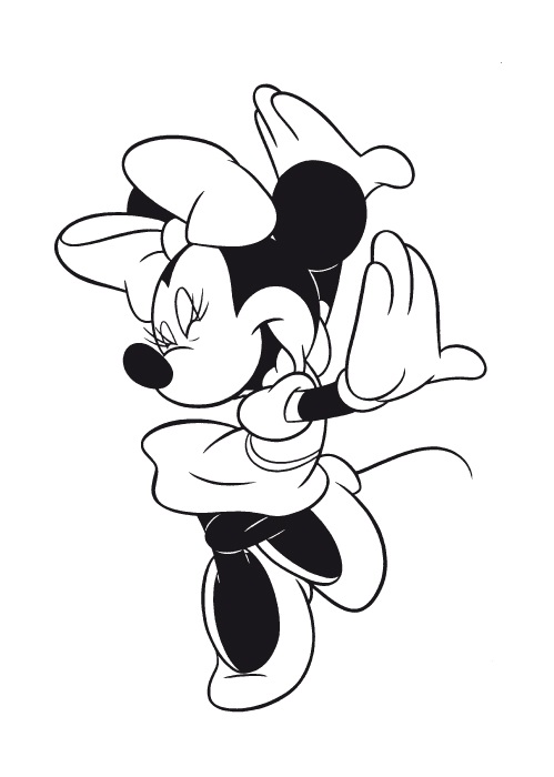 Minnie Being Happy Free Disney Coloring Page
