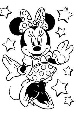 Minnie Between Stars Disney Coloring Page