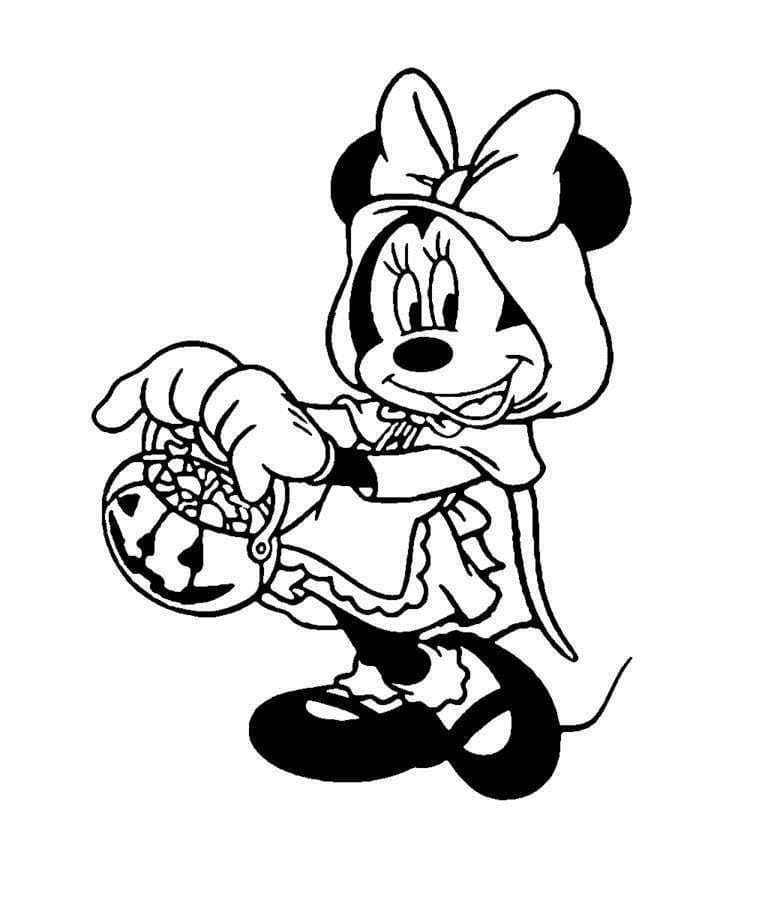 Minnie Disney Halloween Coloring Page
