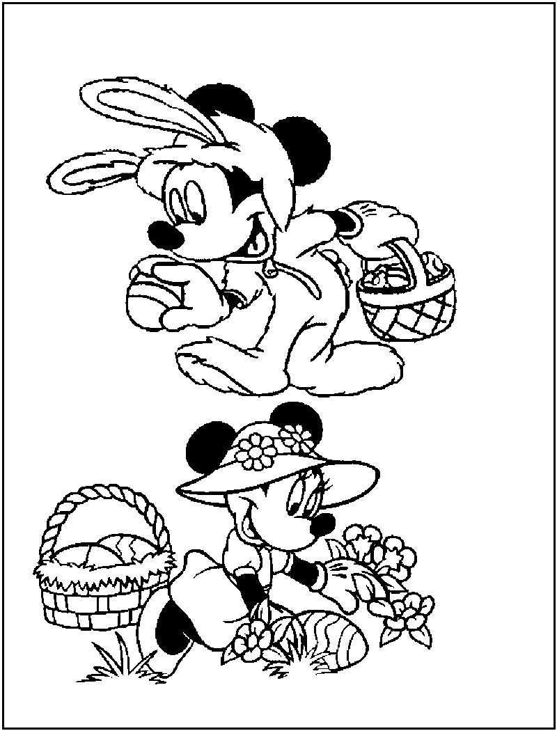 Minnie Finding Easter Eggs Disney Coloring Page