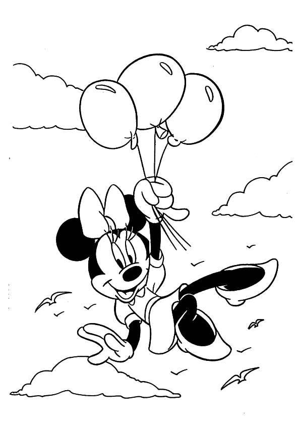 Minnie Flying In The Sky Disney B913 Coloring Page
