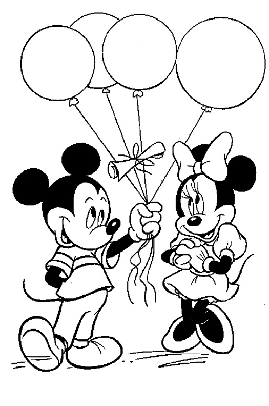 Minnie Got Balloons From Mickey Disney Coloring Page