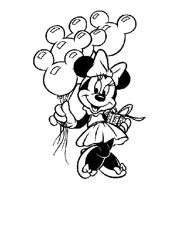Minnie Holding Balloons Disney 2313 Coloring Page