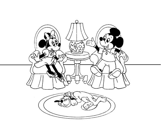 Minnie In Afternoon Time Disney Ea02 Coloring Page