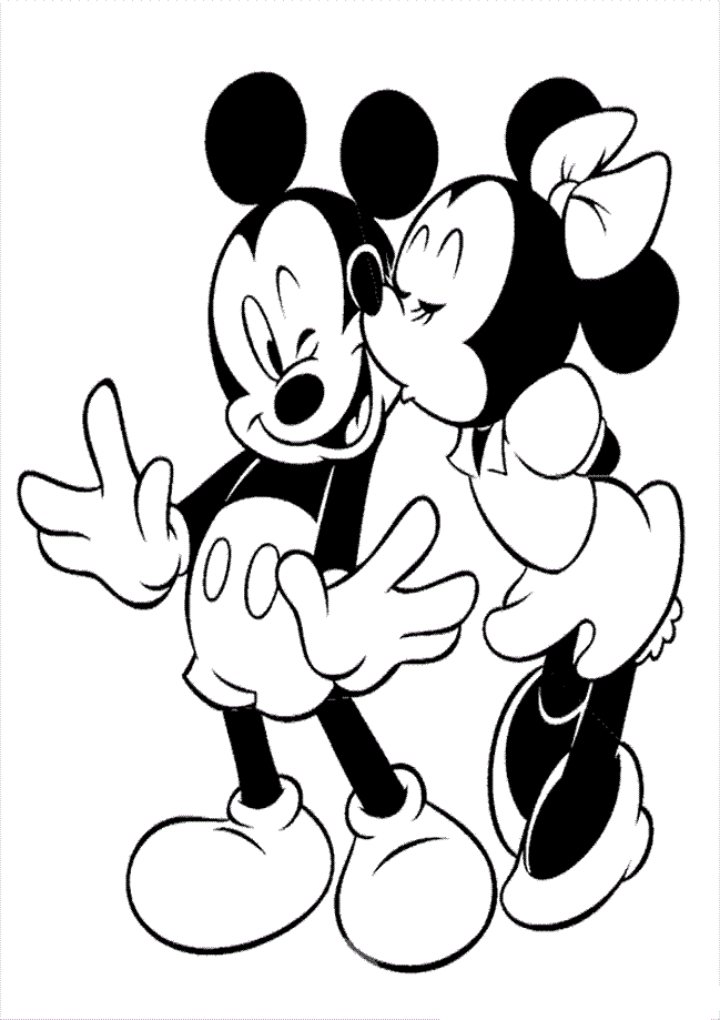 Minnie Kissing Mickey Disney 5798 Coloring Page