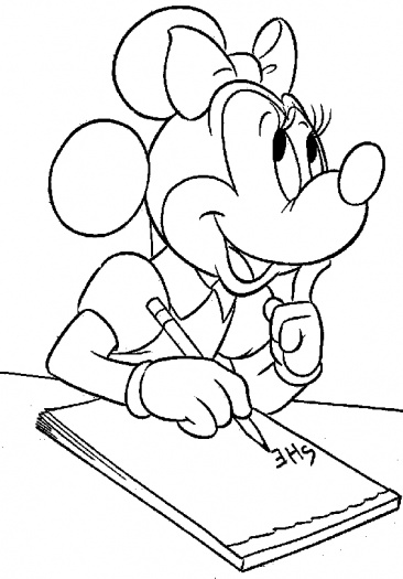 Minnie Making Letter Disney Coloring Page