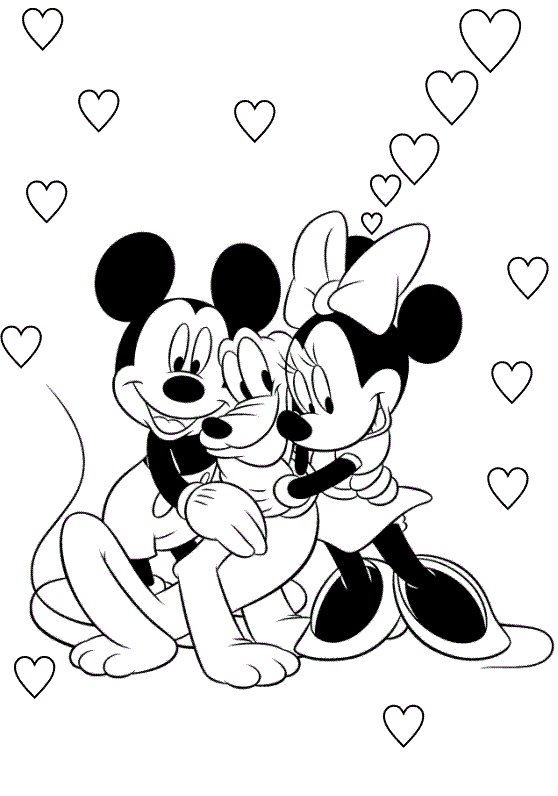Minnie Mickey And Pluto Disney Coloring Page