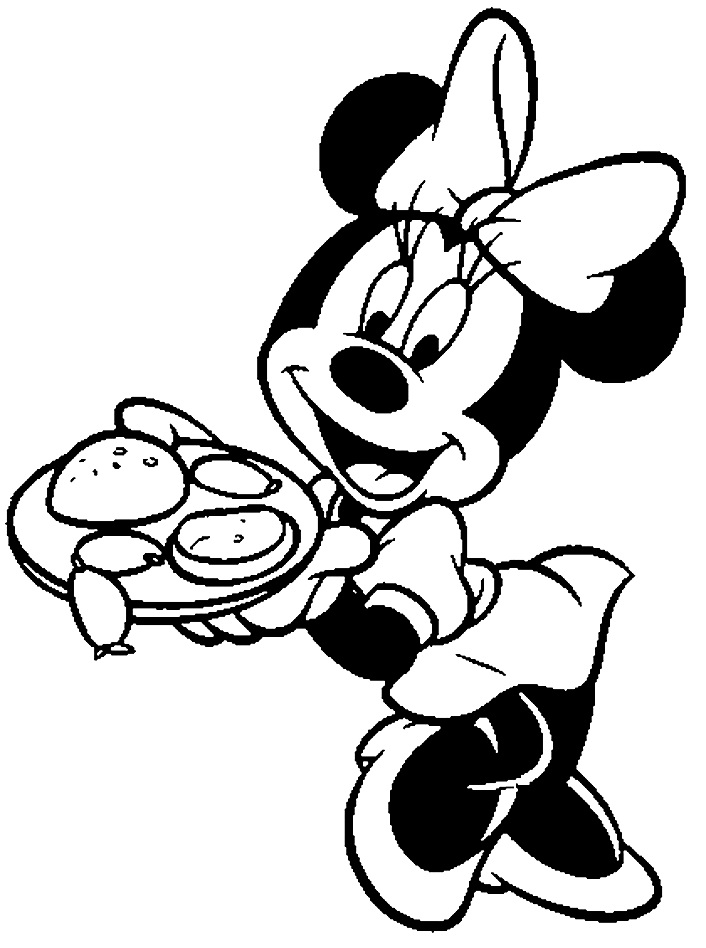 Minnie Offering Burger Disney D35e Coloring Page