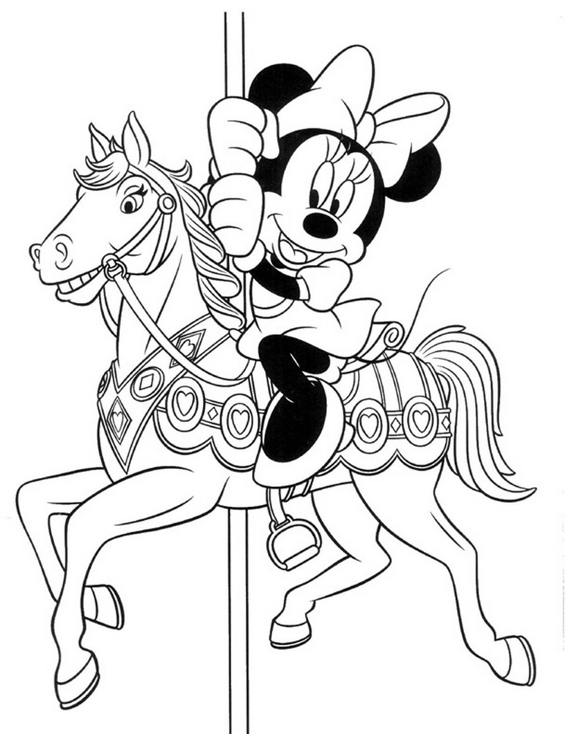 Minnie On A Horse Disney Coloring Page