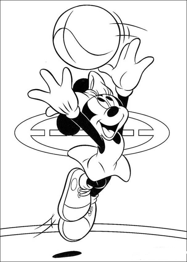 Minnie Plays Basketball Disney Coloring Page