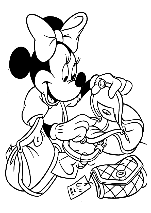 Minnie Shopping Disney 9d9a Coloring Page