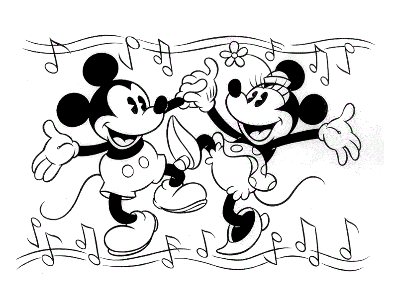 Minnie Singing With Mickey Disney 1258 Coloring Page