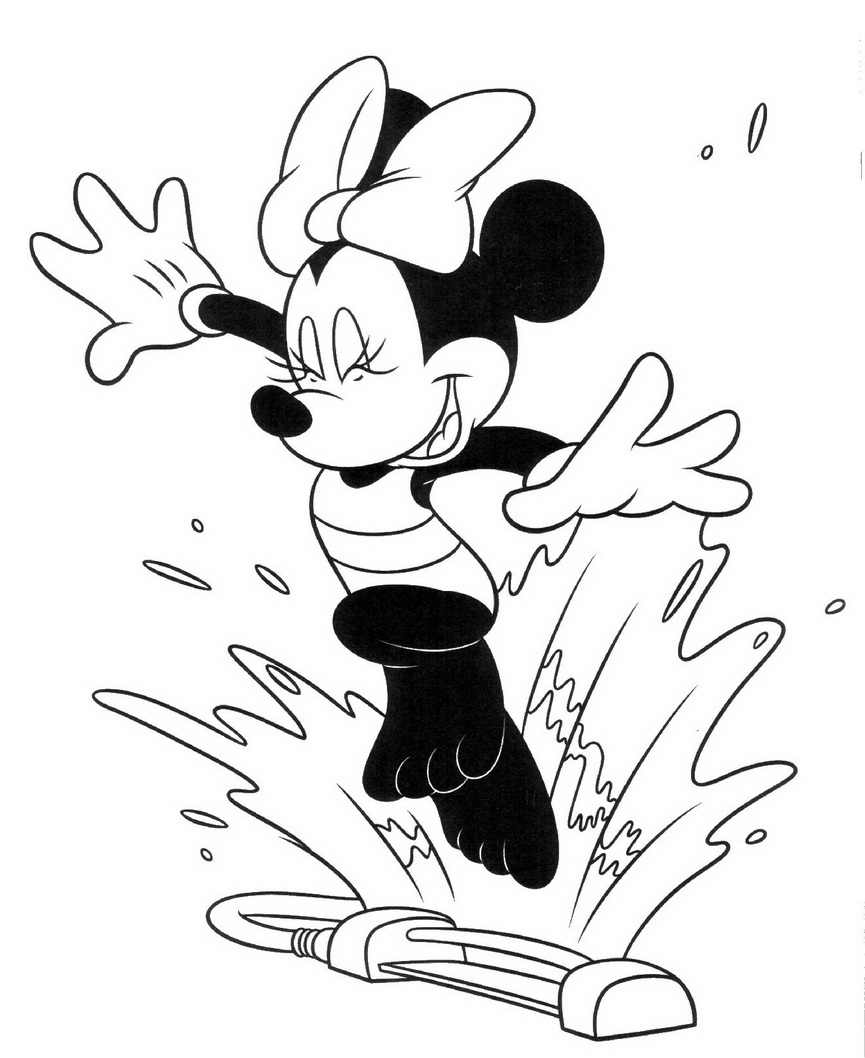 Minnie Splashing Water Disney 6265 Coloring Page