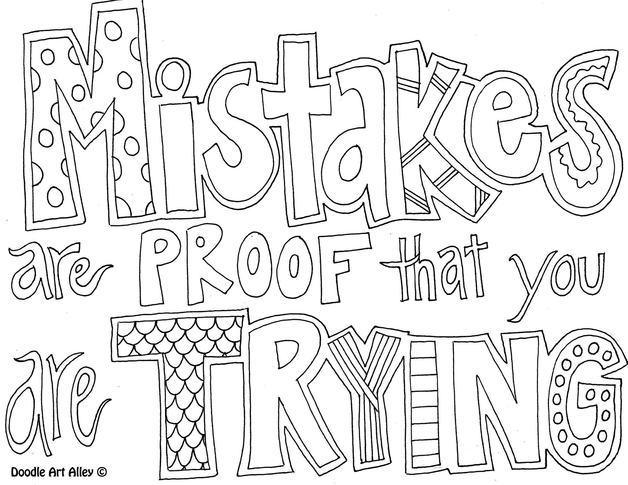 Mistakes are proof that you are trying Coloring Page