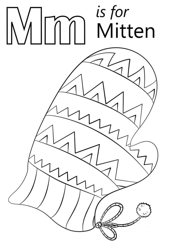 Mitten Letter M Coloring Page