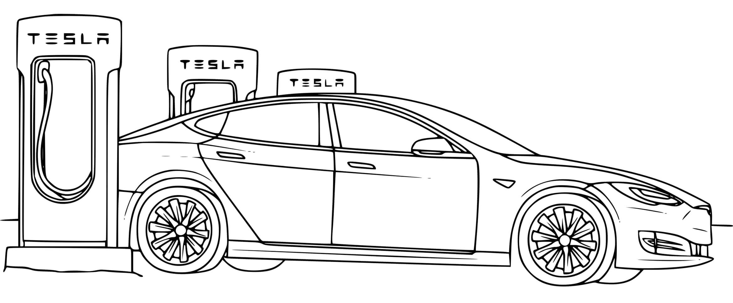Modern Electric Service Stations Of Tesla Coloring Page