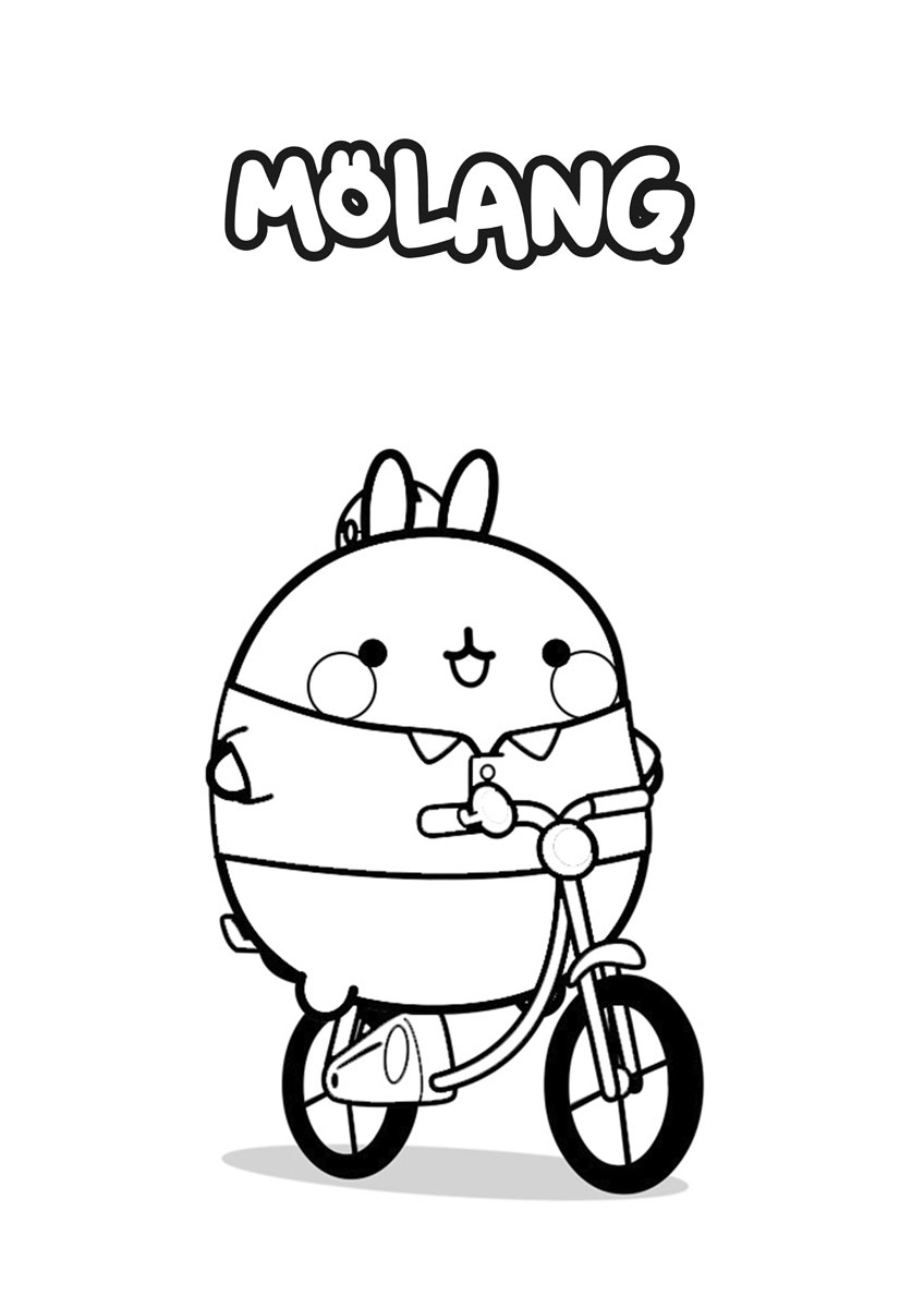 Molang Cycling Coloring Page