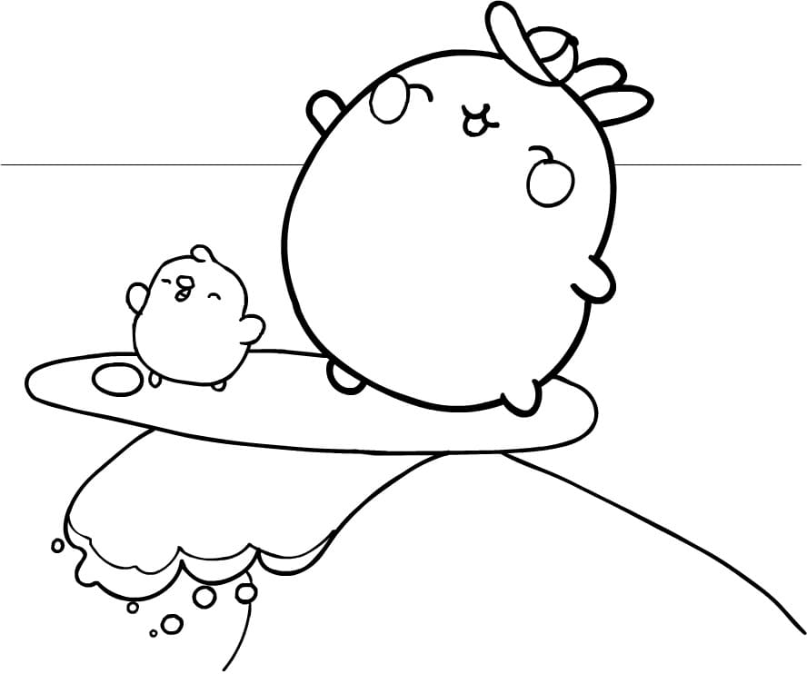 Molang on Surfboard