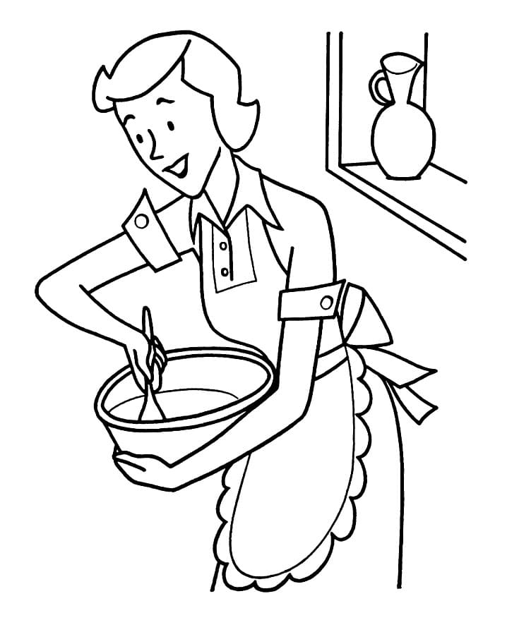 Mom Making Cookies Coloring Page