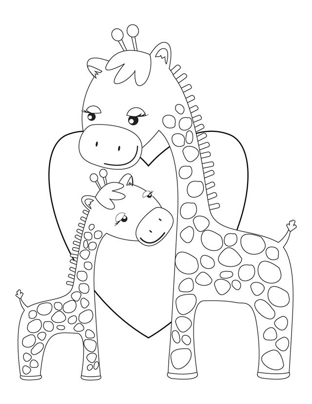 Mommy Giraffe And Kid Animal S76fd Coloring Page