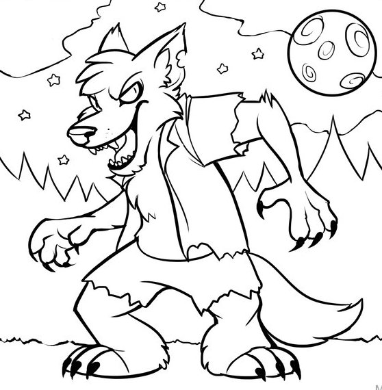 Monster Halloween Wolf S Print Coloring Page