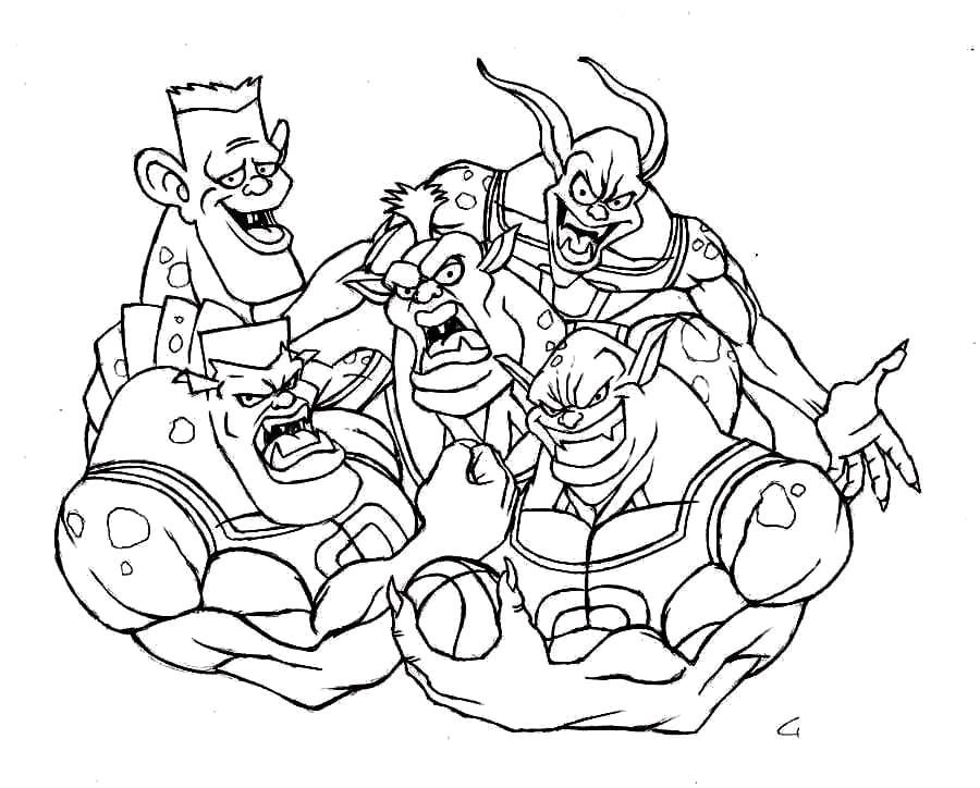 Monster Team Space Jam Coloring Page