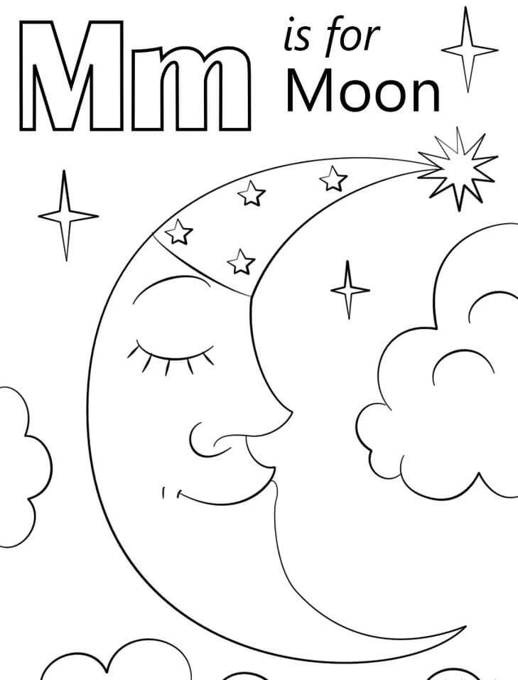 Moon Letter M Coloring Page