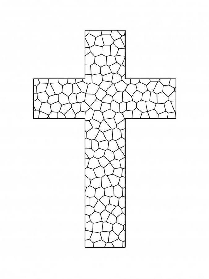 Mosaic Cross Coloring Page