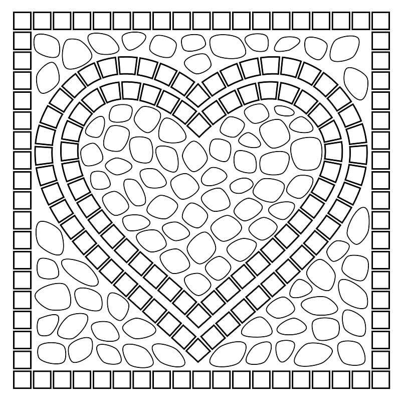 Mosaic Heart Coloring Page