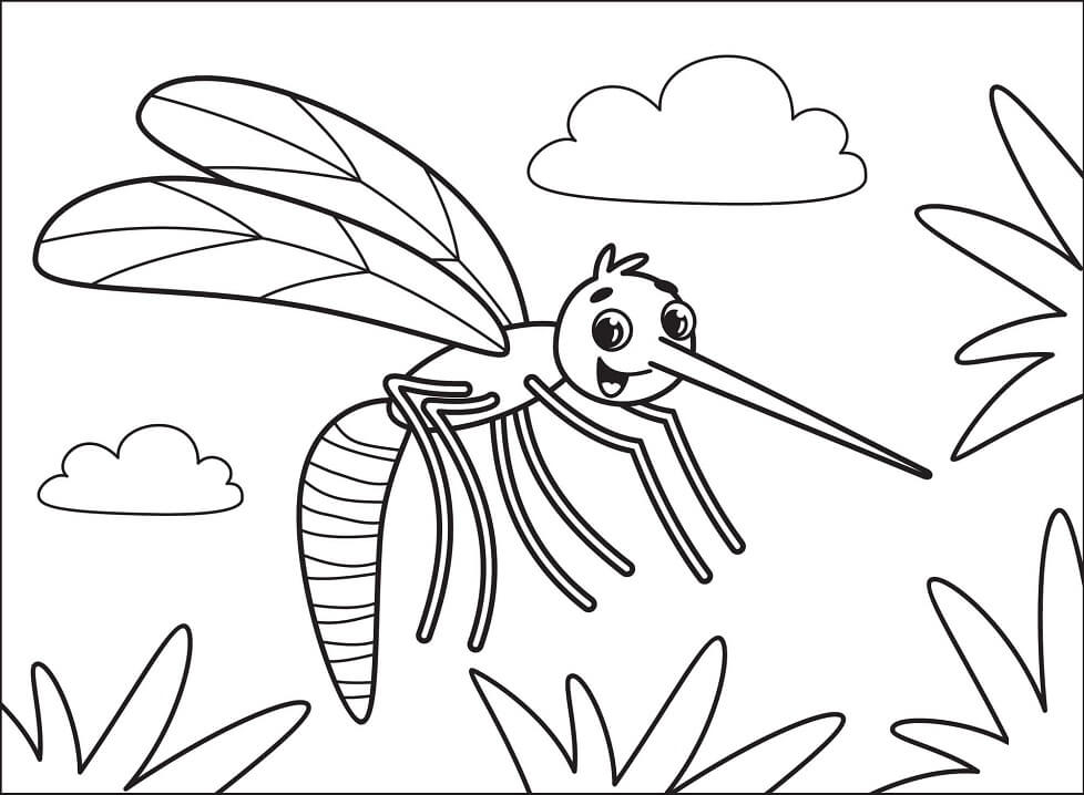 Mosquito Smiling Coloring Page