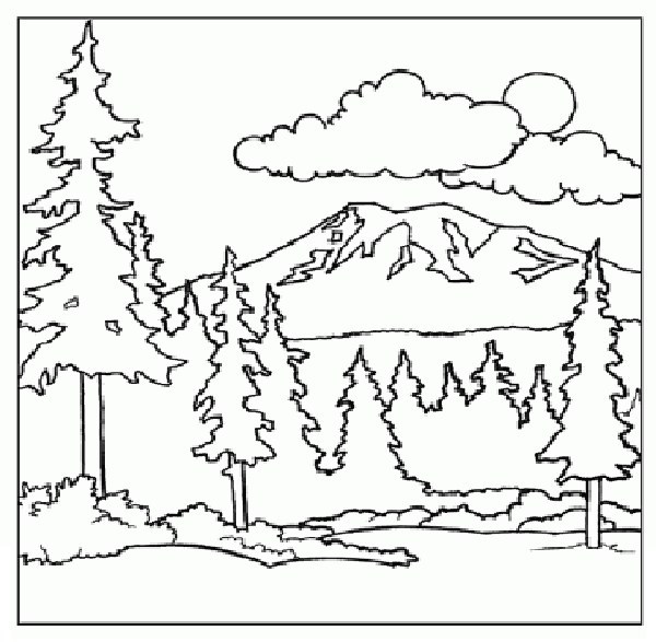 Mountain Lanscape Coloring Page