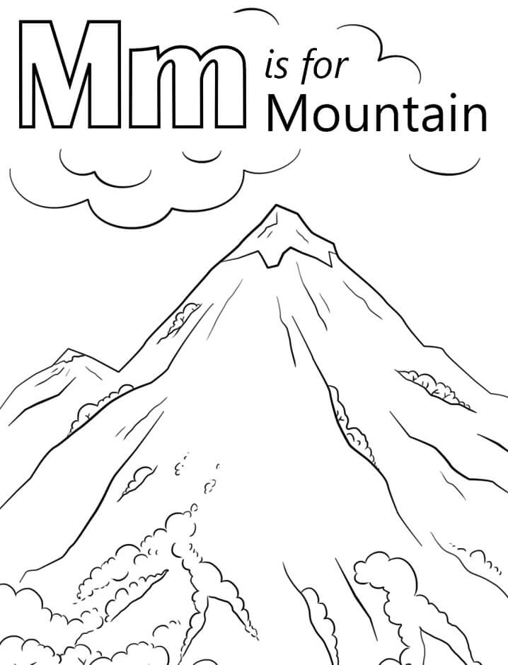 Mountain Letter M Coloring Page